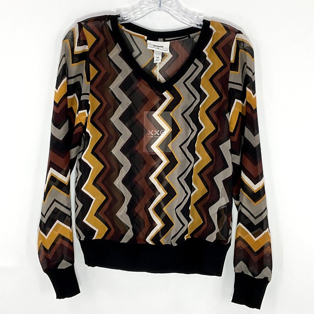 NWT‎ Missoni For Target 20th Anniversary Top Women’s Size XS Chevron Chiffon